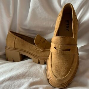 MeToo NY 'Sana' faux suede penny loafers with lug soles